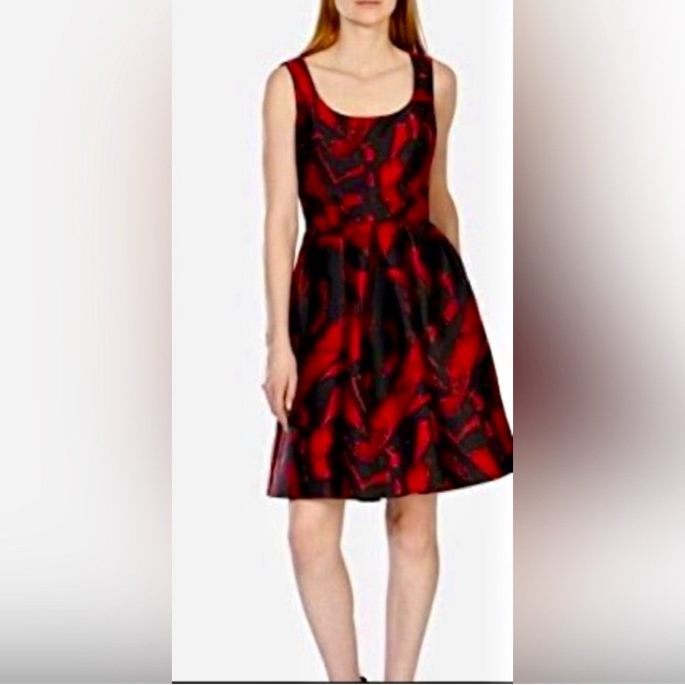 Karen Millen Red and Black Patterned Dress